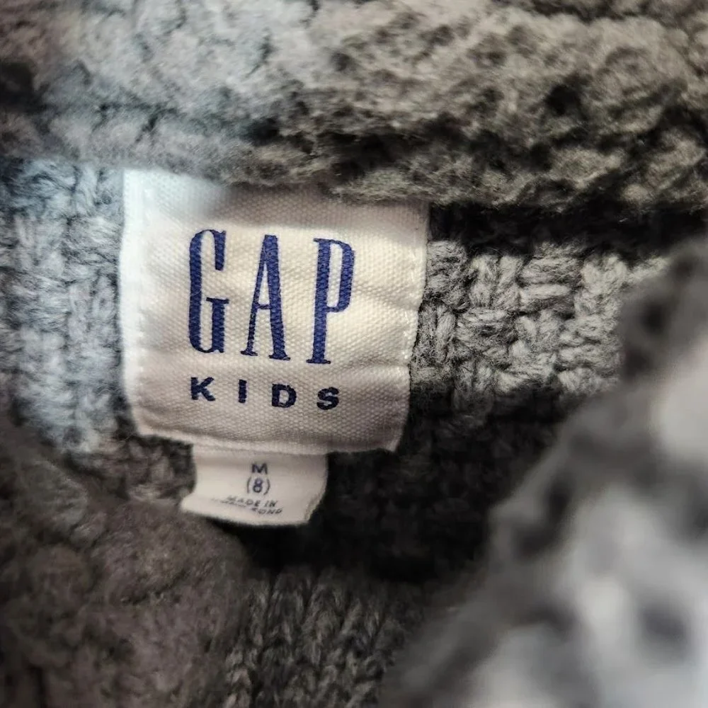 Gap Kids Boys Cable Knit Quarter Button‎ Sweater in Gray Size Medium